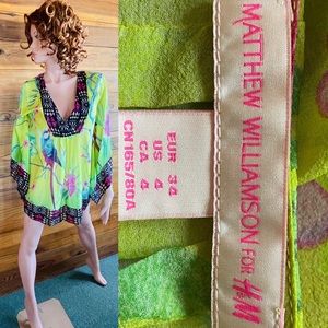 MATTHEW WILLIAMSON For H&M Rare TROPICAL Cover-Up CAFTAN Tunic Top Size 4
